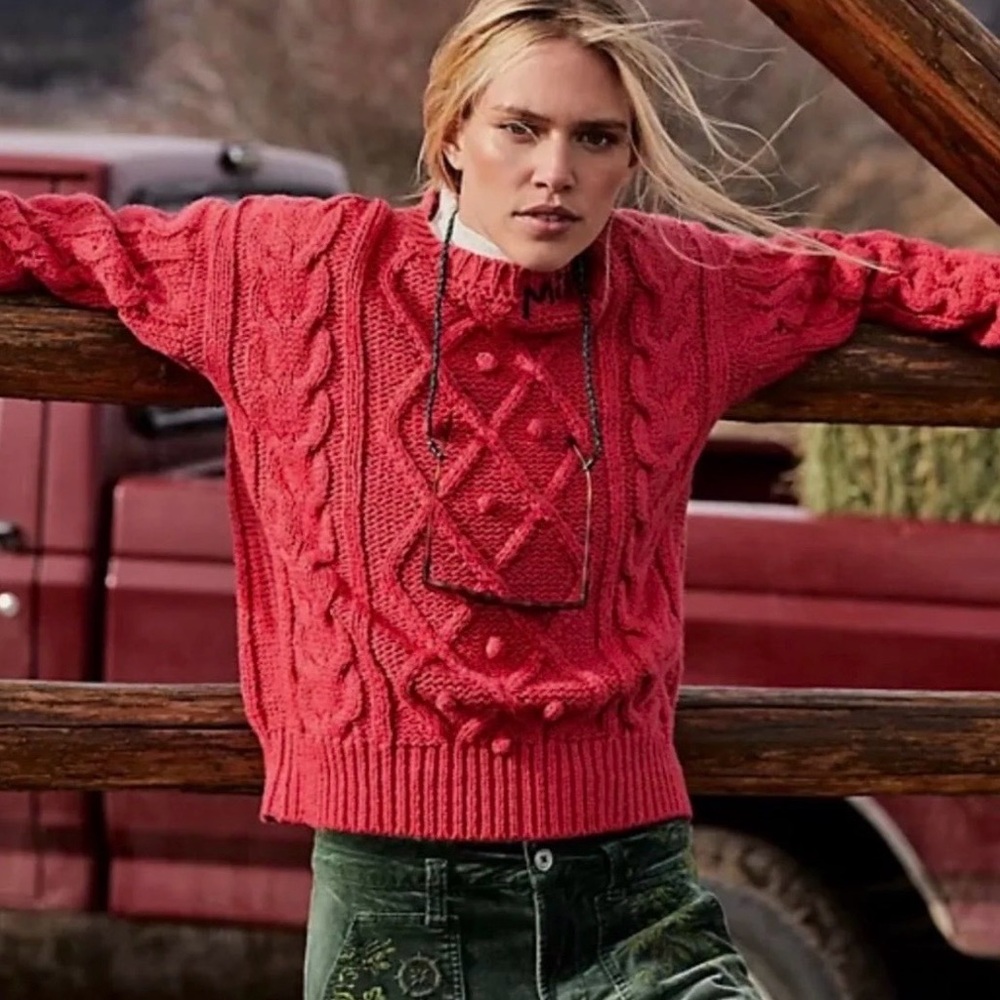 NEW MOTHER The Jumper Misfit Cable Knit Sweater